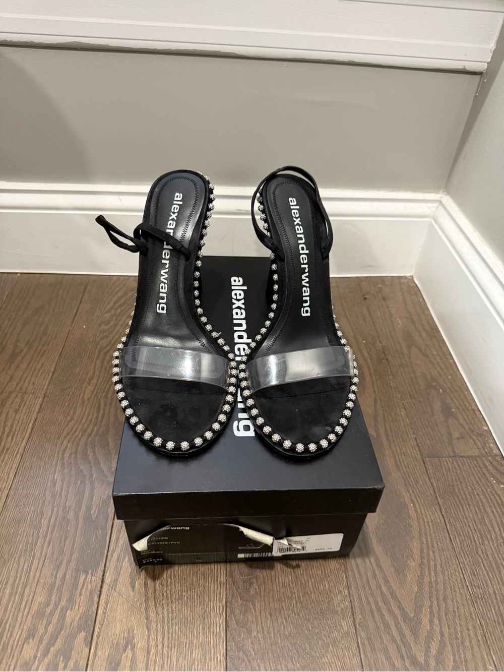 Alexander Wang Black Nova Crystal Strap Sandal